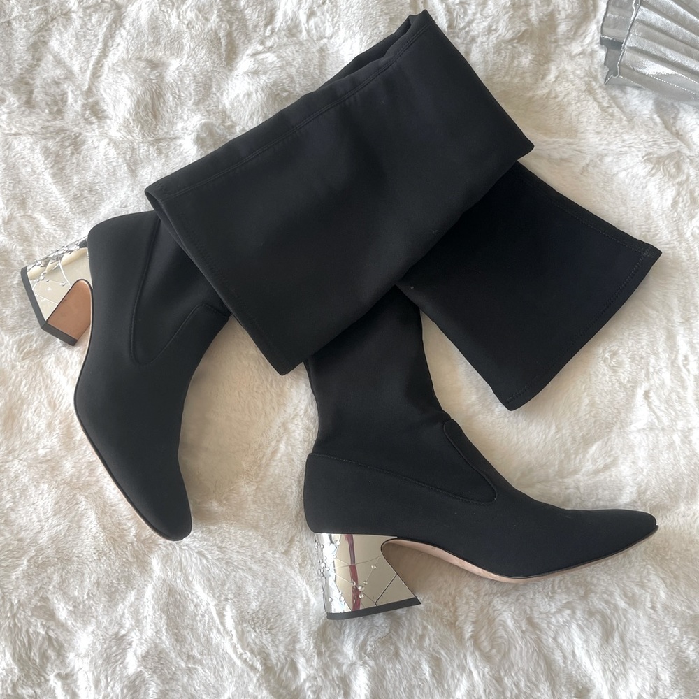 Alberta Ferretti over the knee high boots black 39 US 9 $1,350 chic Italy - Picture 7 of 11